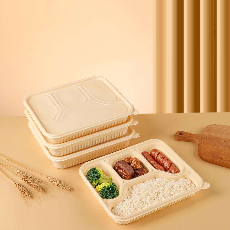 Eco-Friendly Cornstarch Lunch Boxes with 2-5 Compartments, Microwave Safe Biodegradable Takeout Containers
