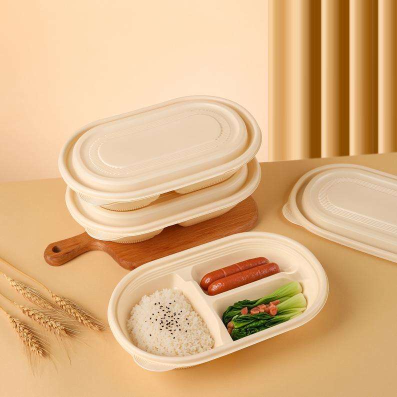 Eco-Friendly Cornstarch Lunch Boxes with 2-5 Compartments, Microwave Safe Biodegradable Takeout Containers