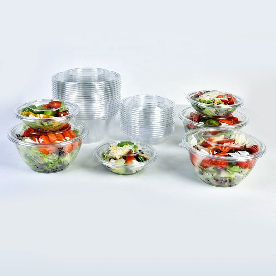 Eco-Friendly Disposable PET Salad Bowls | 8-32 Oz Clear Containers