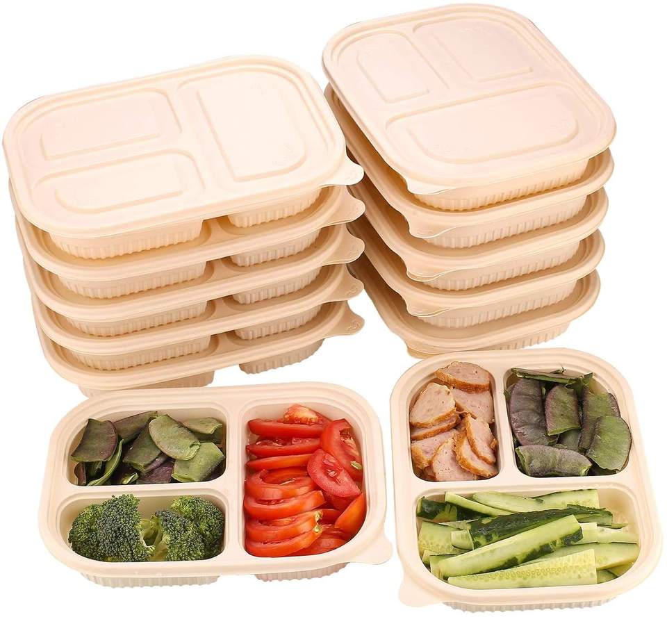 5-Compartment Cornstarch Food Container, BPA-Free, Microwave-Safe Takeaway Lunch Box