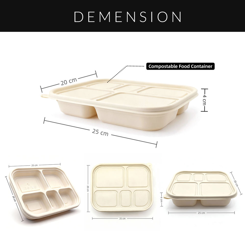 Biodegradable Corn Starch Leakproof Microwavable 1000ml Lunch Box