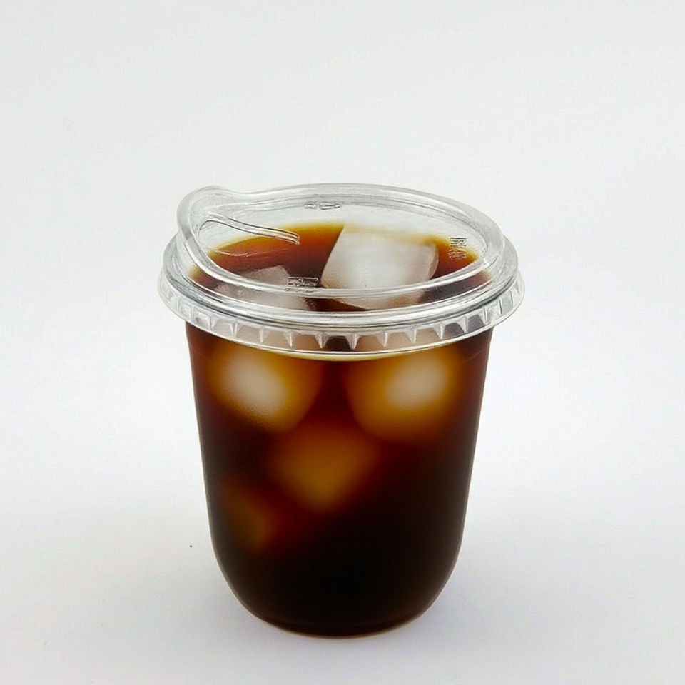 Custom Logo PET Clear Cups with Lids 10-20oz U Shape 90mm for Coffee