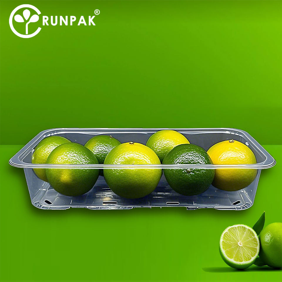 200oz Clear PET Food Grade Fruit Tray with Embossing Stackable Design for Cherry Tomatoes Disposable Packaging 100pcs/Carton