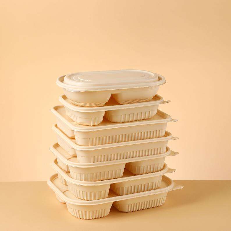 Eco-Friendly Cornstarch Lunch Boxes with 2-5 Compartments, Microwave Safe Biodegradable Takeout Containers
