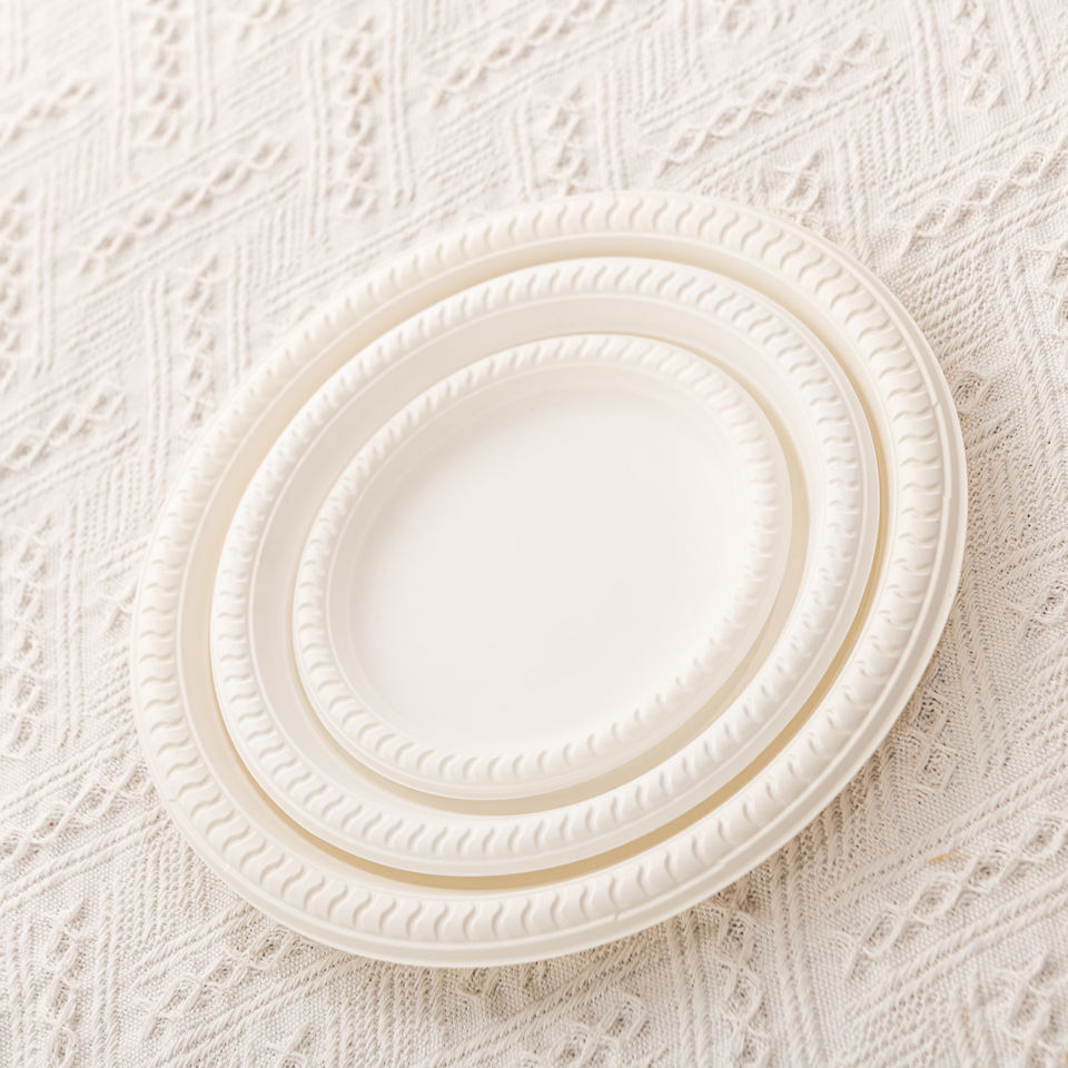 Biodegradable Cornstarch Round Plates - Eco-Friendly Disposable Tableware