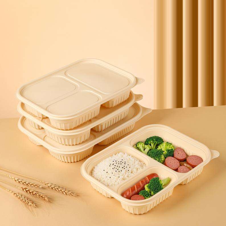 Eco-Friendly Cornstarch Lunch Boxes with 2-5 Compartments, Microwave Safe Biodegradable Takeout Containers