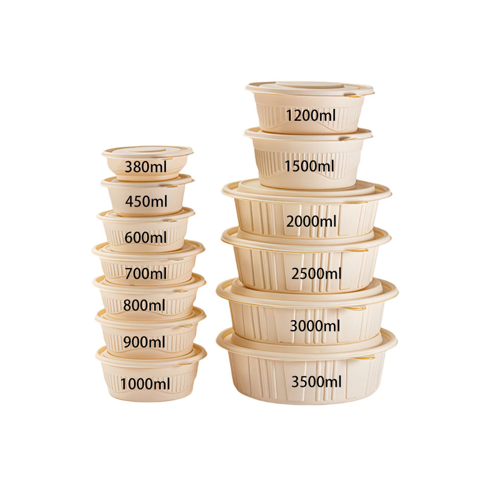 Customized Cornstarch Bowls with Lid – Eco-Friendly, Microwave Safe, Compostable Takeaway Containers