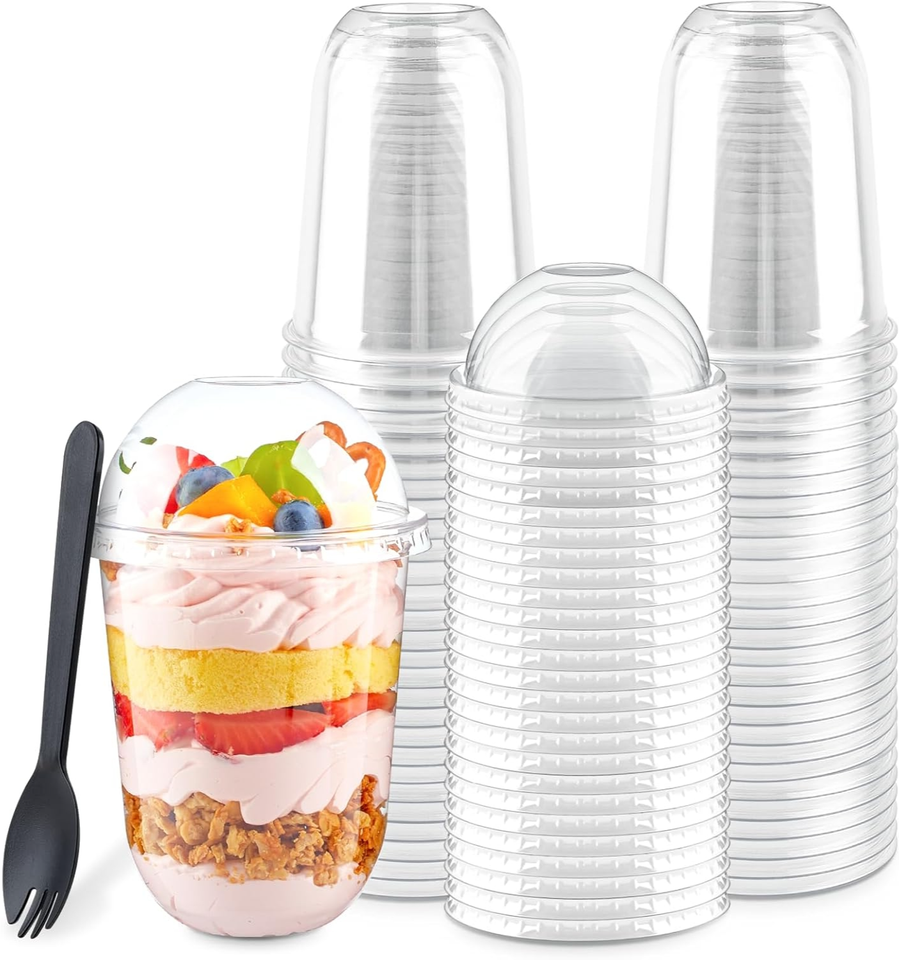 Clear PET Cold Drink Cups 8-24oz with Lids & Straws – BPA-Free, Leak-Resistant