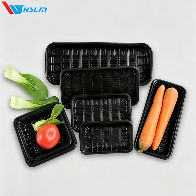 Eco-Friendly Black PET Disposable Tray for Fresh Meat & Fish Packaging