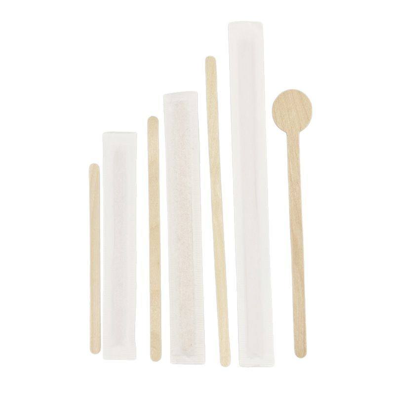 Custom Birch Wood Coffee Stir Sticks - Eco-Friendly, Individually Wrapped, 100-Pack