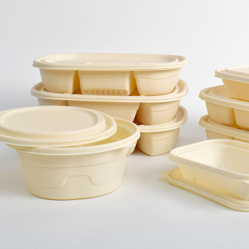 Biodegradable Corn Starch Clamshell Food Container - Microwavable & Leak Proof
