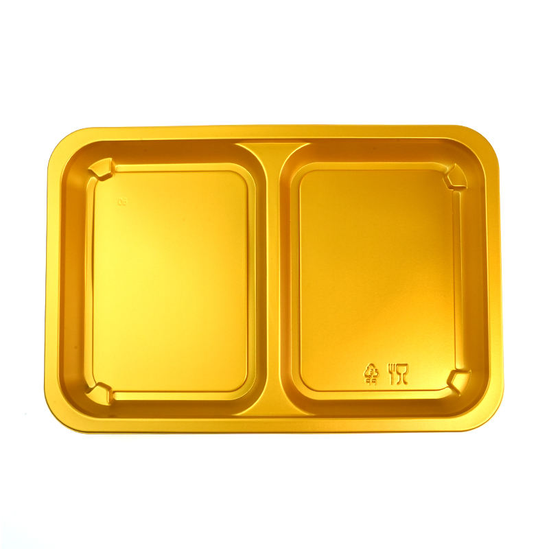 Customizable 2-Compartment PET Meat Tray – Eco-Friendly Disposable Plastic Food Packaging