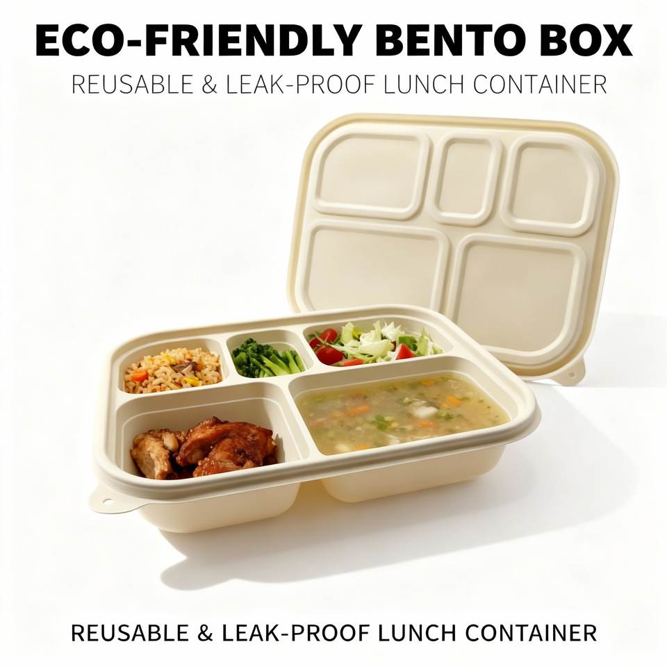 Biodegradable Corn Starch Leakproof Microwavable 1000ml Lunch Box