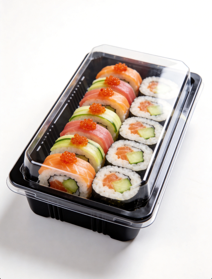 Wholesale PET Plastic Food Trays with Embossing for Sushi, Fruit, Meat & Seafood