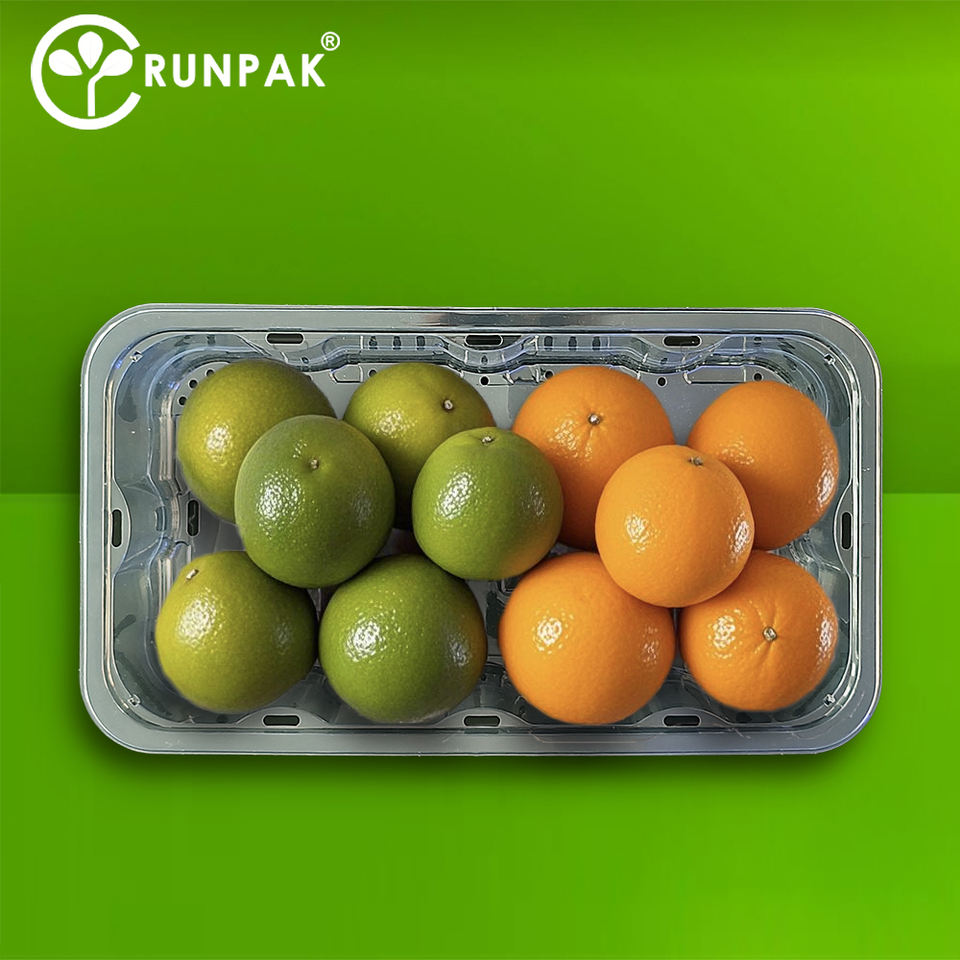 200oz Clear PET Food Grade Fruit Tray with Embossing Stackable Design for Cherry Tomatoes Disposable Packaging 100pcs/Carton