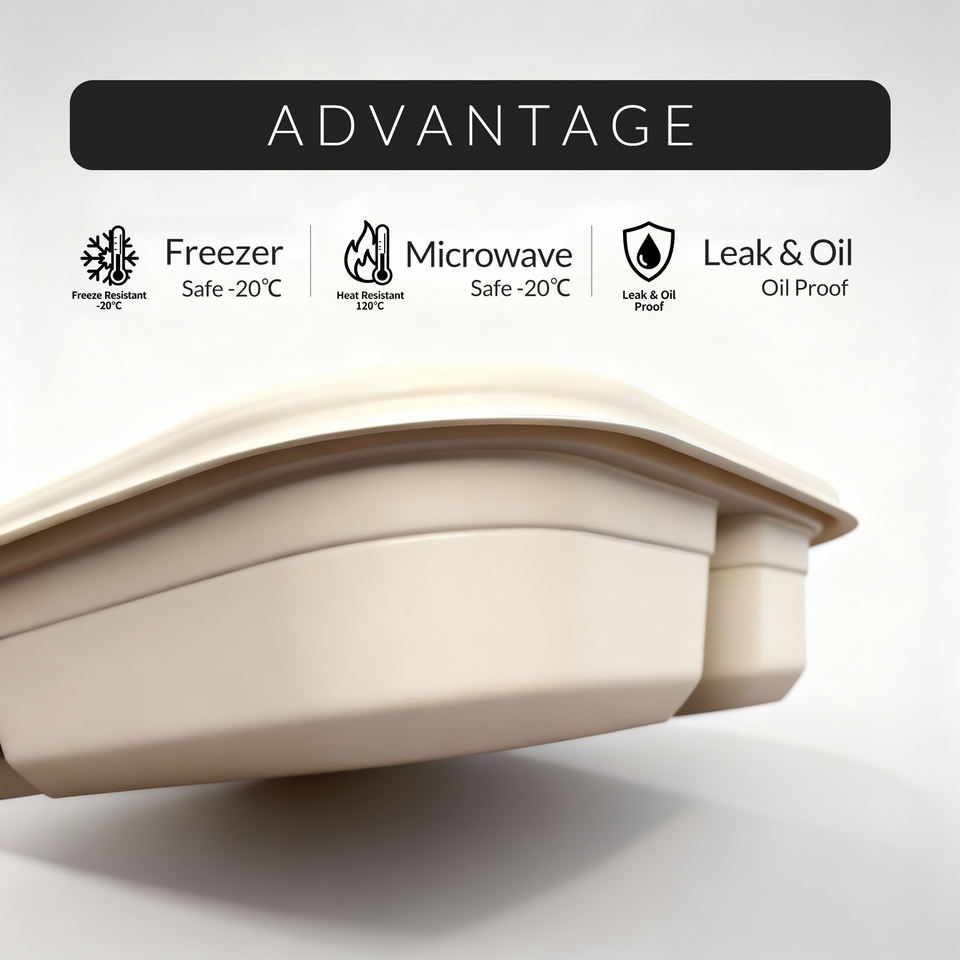 Biodegradable Corn Starch Leakproof Microwavable 1000ml Lunch Box