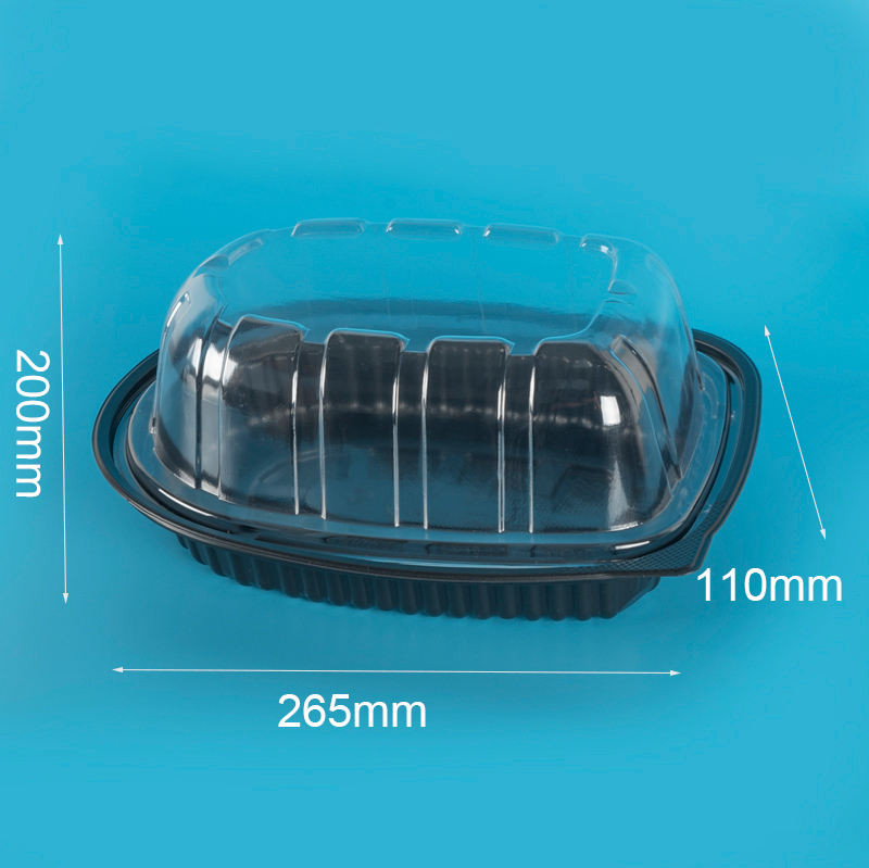 Clear PET Disposable Food Container Tray for Roast Chicken, Customizable with Stamping Printing