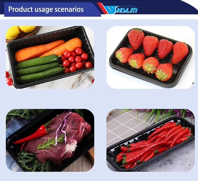 Eco-Friendly Black PET Disposable Tray for Fresh Meat & Fish Packaging