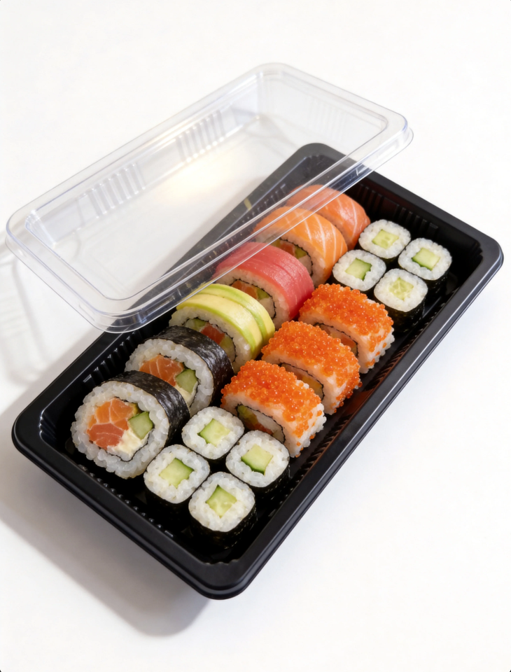 Wholesale PET Plastic Food Trays with Embossing for Sushi, Fruit, Meat & Seafood