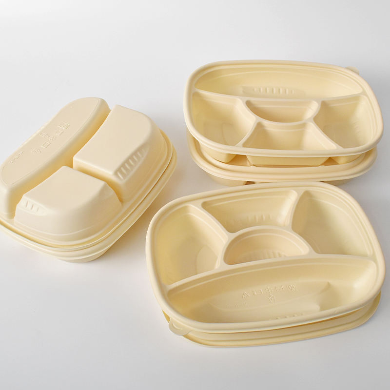 Biodegradable Corn Starch Clamshell Food Container - Microwavable & Leak Proof