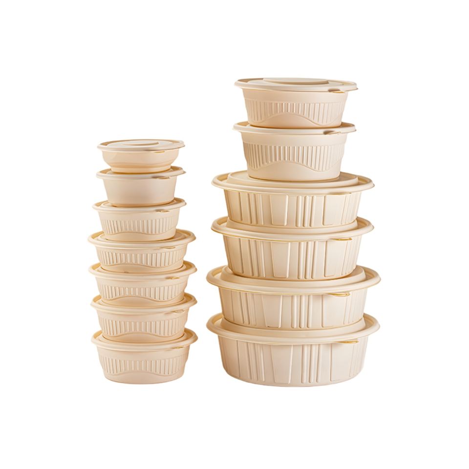 Customized Cornstarch Bowls with Lid – Eco-Friendly, Microwave Safe, Compostable Takeaway Containers