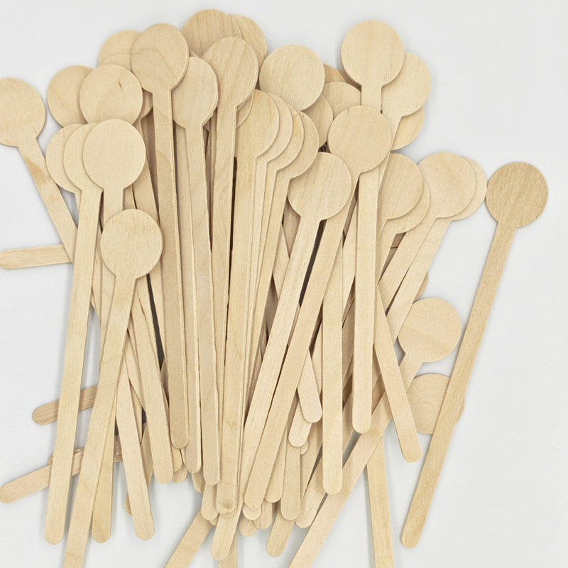 Custom Birch Wood Coffee Stir Sticks - Eco-Friendly, Individually Wrapped, 100-Pack