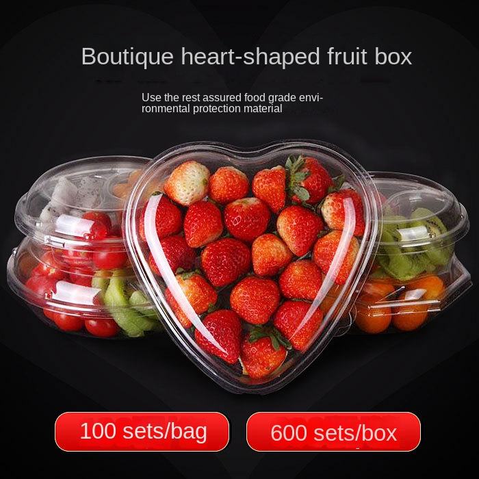 Heart-Shaped PET Plastic Tray for Fresh Fruit, Salad, and Pet Food Packaging