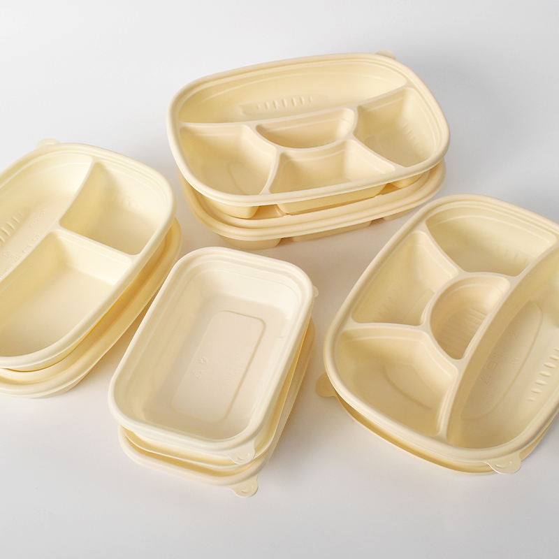 Biodegradable Corn Starch Clamshell Food Container - Microwavable & Leak Proof