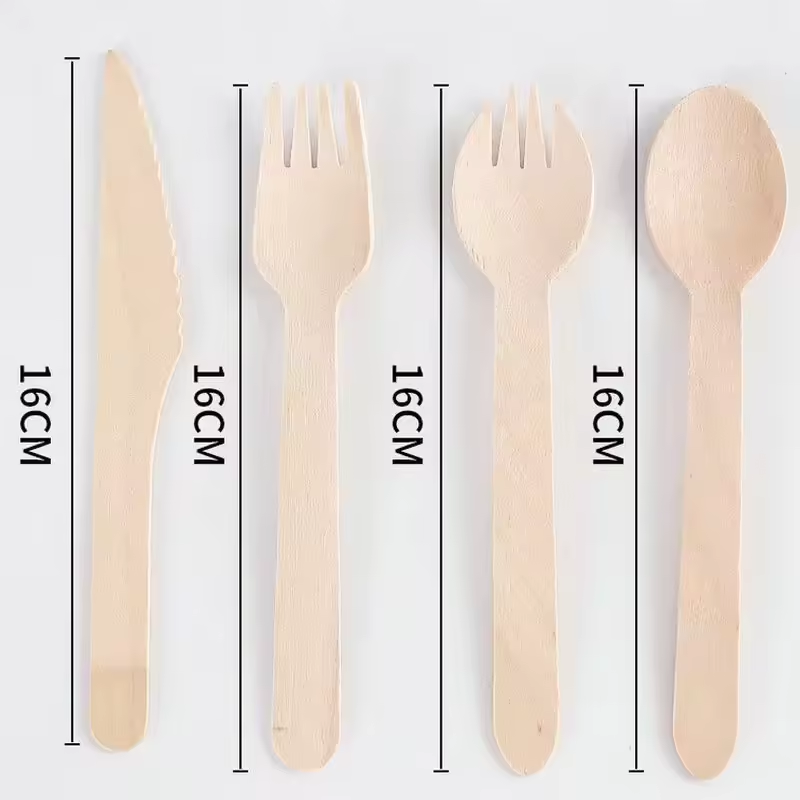 Eco-Friendly Biodegradable Wooden Cutlery Set - Disposable Wood Spoons & Forks