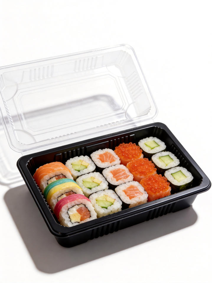 Wholesale PET Plastic Food Trays with Embossing for Sushi, Fruit, Meat & Seafood