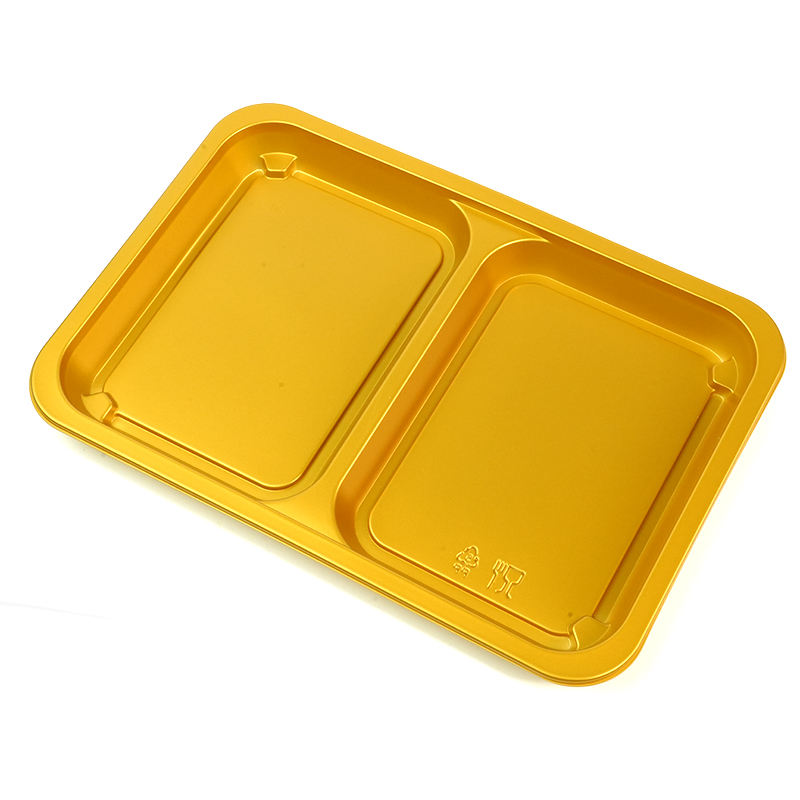 Customizable 2-Compartment PET Meat Tray – Eco-Friendly Disposable Plastic Food Packaging