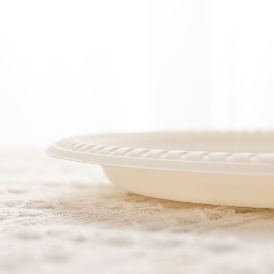 Biodegradable Cornstarch Round Plates - Eco-Friendly Disposable Tableware