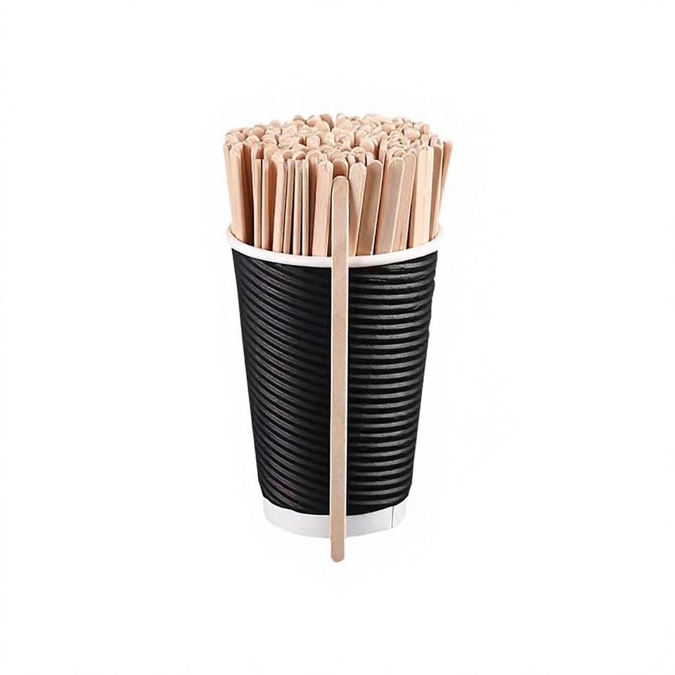 Eco-Friendly Birch Wood Coffee Stirrers | Disposable Flat Wooden Stirrers with Rounded Ends
