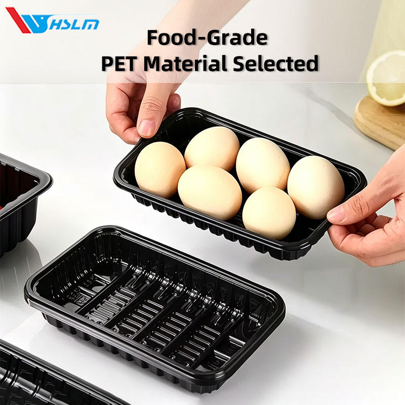 Eco-Friendly Black PET Disposable Tray for Fresh Meat & Fish Packaging