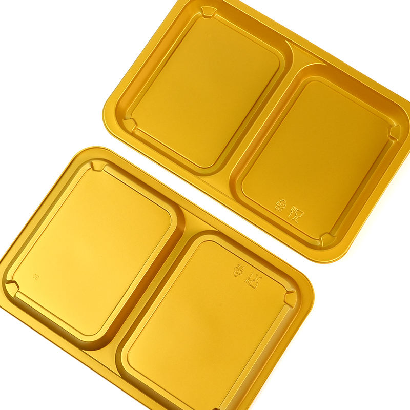 Customizable 2-Compartment PET Meat Tray – Eco-Friendly Disposable Plastic Food Packaging