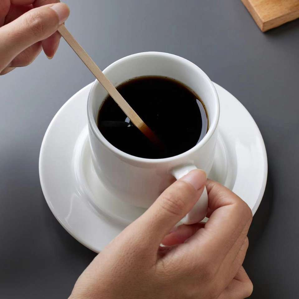 Eco-Friendly Birch Wood Coffee Stirrers | Disposable Flat Wooden Stirrers with Rounded Ends