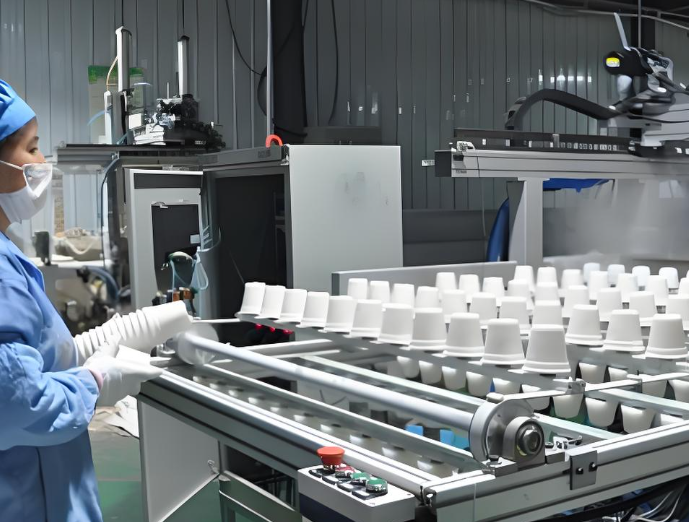 Quality control on automated cup production line